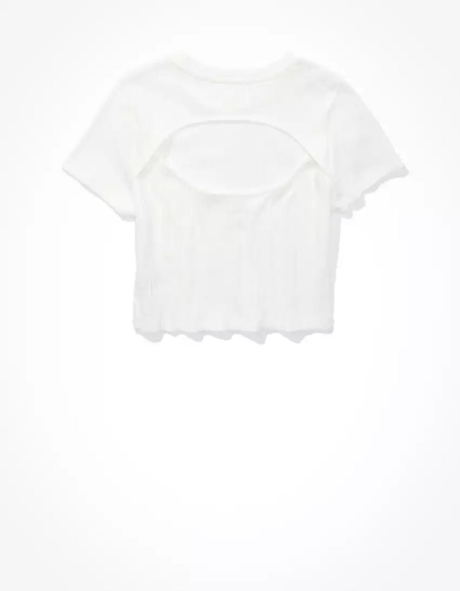 T Shirts American Eagle AE Open-Back Baby Tee Blanche Femme | VXJ-32188075